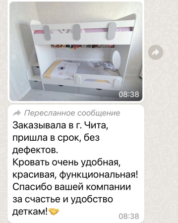 Двухъярусная кровать Фортуна (серебро + белый) 180х80 от Династия Kids