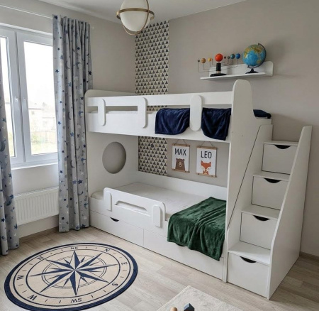 Кровать 2-х ярусная Фортуна 180х80 (дуб золотистый + белый) от Династия Kids