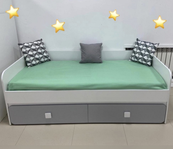 Кровать 190х90 коллекции Юниор-2 (серебро+белый) от Династия Kids