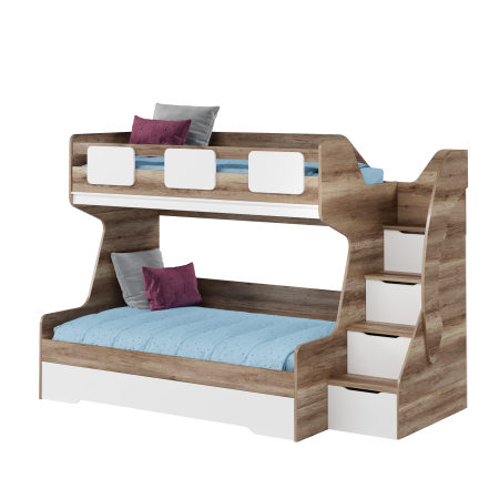 Кровать МЕГА ПРЕМИУМ (корпус дуб каньон + фасады белые) 120х200