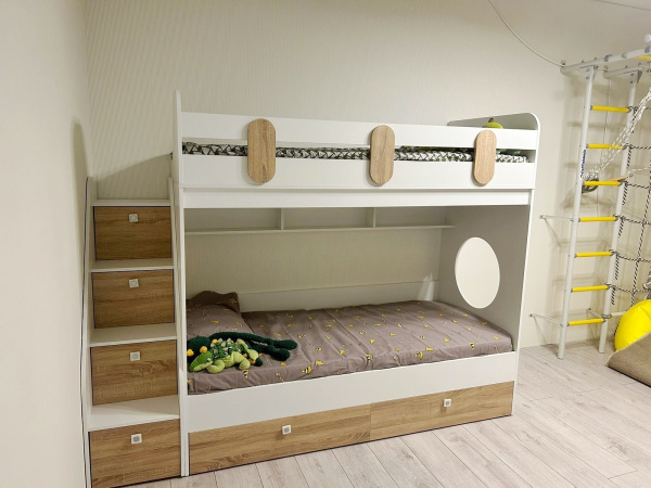 Кровать двухъярусная Фортуна-2 (дуб сонома+белый) 180*80 от Династия Kids