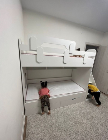 Кровать 2-х ярусная Фортуна (дуб сонома + белый)  от Династия Kids