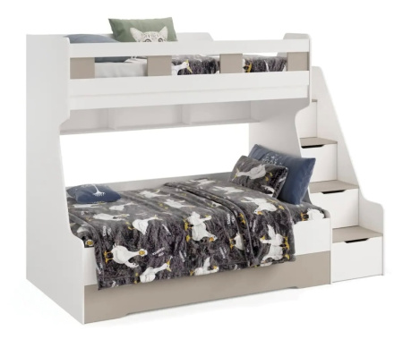 Кровать РУМ 120х200 (корпус белый + фасады дуб золотистый)