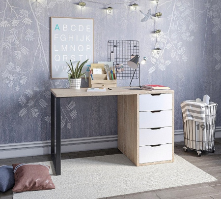 Стол письменный Соло 1200 мм (дуб сонома + белый) от Династия Kids