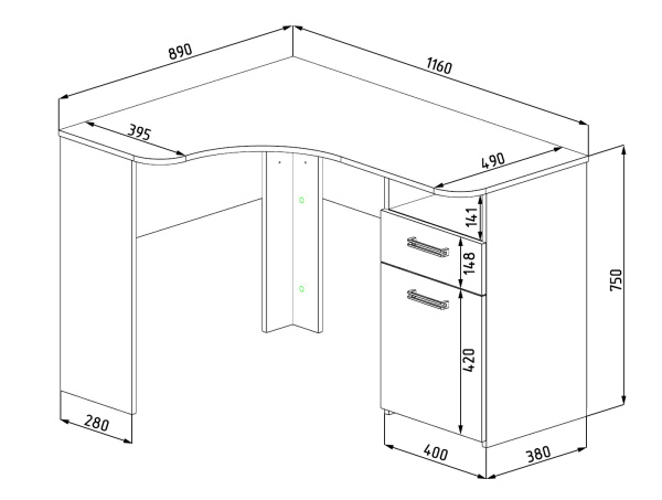 Стол угловой коллекции Престиж  от Династия Kids