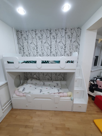 Кровать двухъярусная Фортуна-2 (дуб сонома+белый) 180*80 от Династия Kids