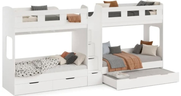 Кровать Квартет + кровать Дабл (цвет белый) 190х90