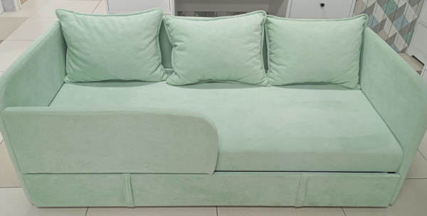 Диван-кровать Кэви 165х75 (левый бортик). Матрас, бортик, подушки в комплекте! 