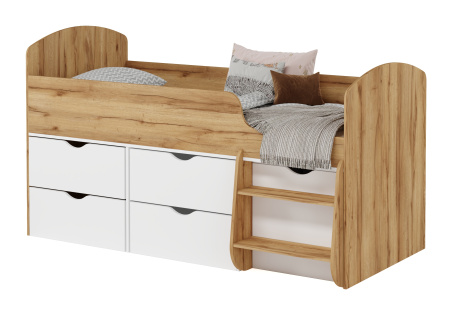 Кровать-чердак Малыш-7 (цвет белый) 160х80  от Династия Kids