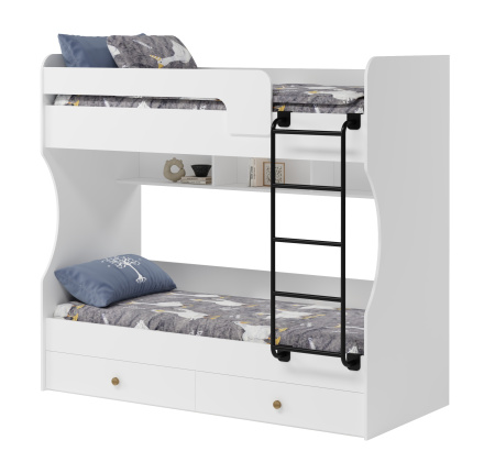 Кровать 2-х ярусная Омега (дуб сонома + белый) 190х80 от Династия Kids