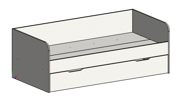Кровать Дабл 190х90 с доп. спальным местом (велюр + белый) от Династия Kids
