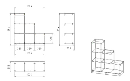 НАБОР: кровать-чердак Мозаика + Стеллаж универсальный  от Династия Kids