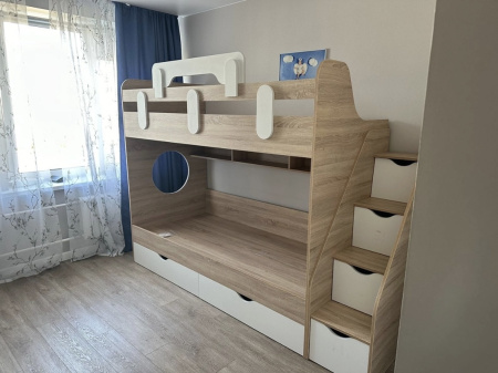 Двухъярусная кровать Фортуна (серебро + белый) 180х80 от Династия Kids