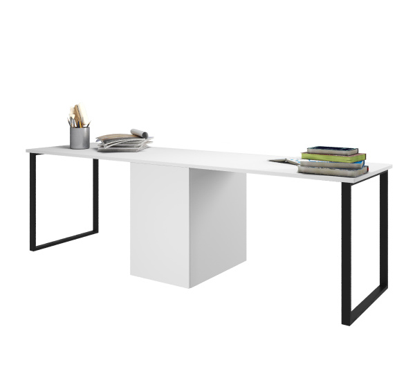 Стол Дуэт 2400 мм (белый + опоры черные) от Династия Kids