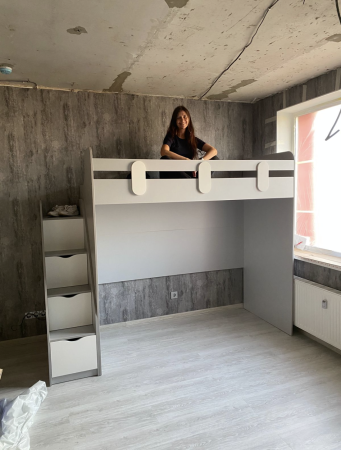 Кровать-чердак 190х80 Уют-2 (цвет белый)  от Династия Kids