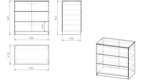 Комод  коллекции Престиж 1.1 (без принта) + доводчики от Династия Kids

