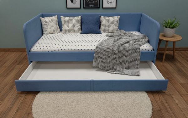 Кровать Nepos Blue 200х90 (велюр Velutto 46 синий) 