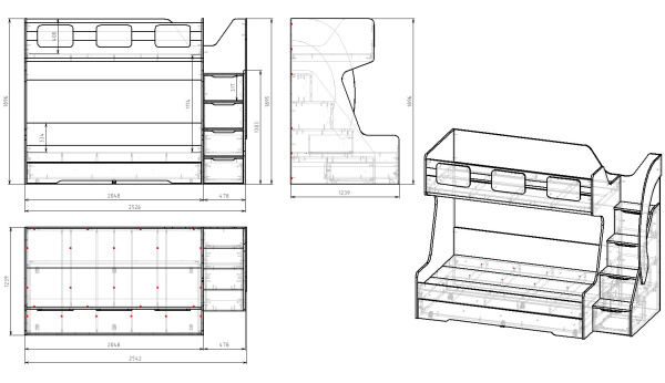 Кровать Мега Премиум 120х200 (белый+дуб каньон). 
