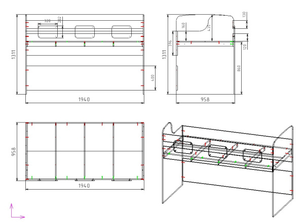 Двухъярусная кровать Городок (цвет белый) 190х90 от Династия Kids