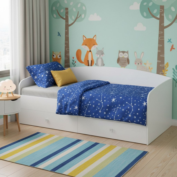 Комплект с зонированием: кровати Умка 190х90 (2 шт) + стеллаж-перегородка от Династия Kids