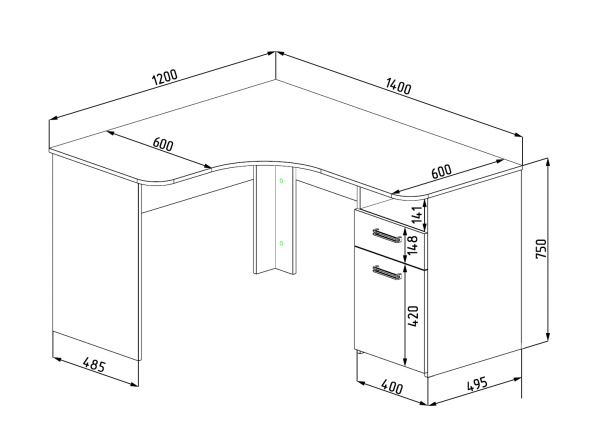 Стол угловой Твой Стиль 1400 мм (с принтом) от Династия Kids