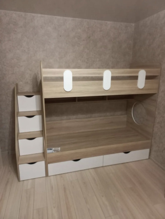 Двухъярусная кровать Фортуна 180х80 (белый + дуб сонома) от Династия Kids