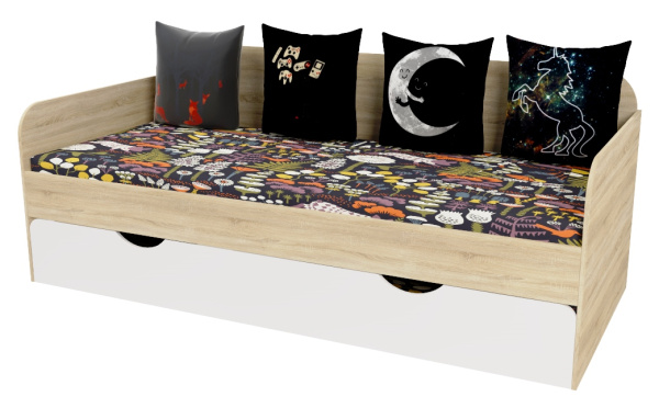 Кровать выдвижная Двушка (дуб сонома + белый) 190х90