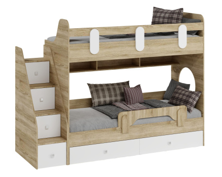 Кровать двухъярусная 180х80 Фортуна-2 (дуб сонома + белый)  от Династия Kids