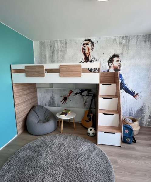 Кровать-чердак коллекции Мозаика 190х90  от Династия Kids