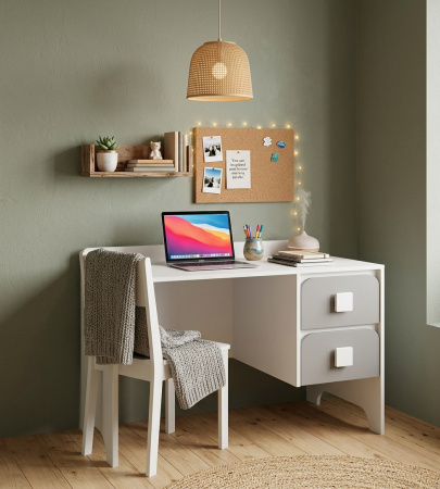 Стол письменный Юни 1200 мм (серебро + белый) от Династия Kids