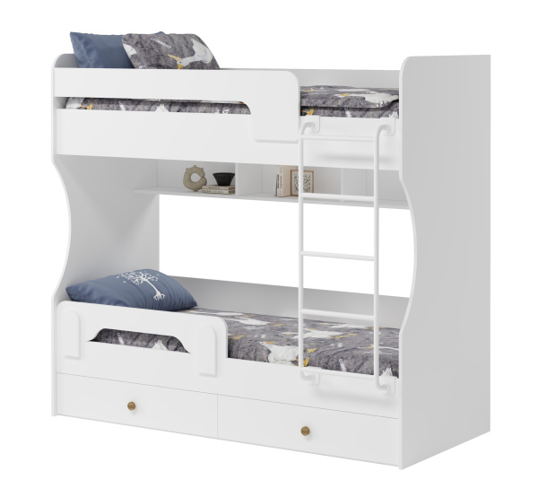 Кровать 2-х ярусная Омега (лестница черная) 190х80 от Династия Kids