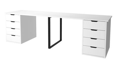 Стол Дуэт 2200 мм (две тумбы) белый + опора черная от Династия Kids