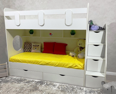 Кровать 2-х ярусная Фортуна (дуб сонома + белый)  от Династия Kids