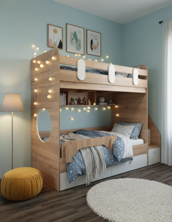 Кровать двухъярусная 180х80 Фортуна-2 (дуб сонома + белый)  от Династия Kids