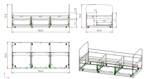 Кровать двухъярусная Городок (дуб сонома + белый) от Династия Kids