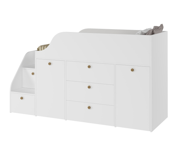 Кровать-чердак Хэппи-2 (цвет белый) 180х80