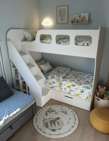 Кровать 2-х ярусная Умка-4 (дуб сонома+белый) 190х80  от Династия Kids