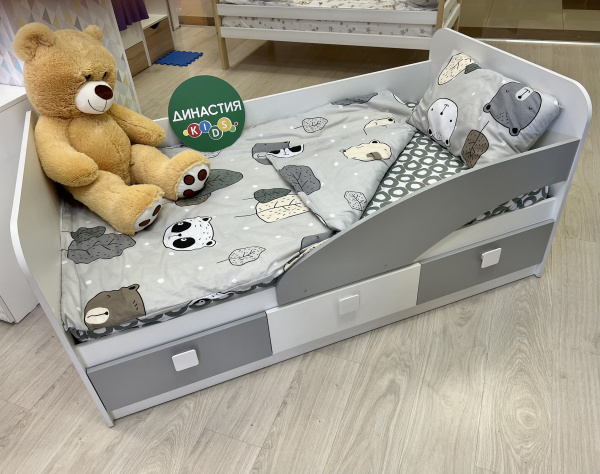 Кровать 160х80 Умка-5 (серебро+белый)  от Династия Kids