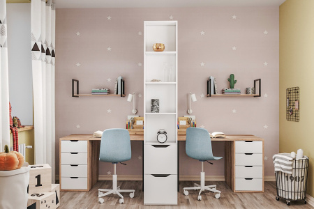 Комплект для 2 школьников (столы Соло + стеллаж для зонирования + полки)  от Династия Kids