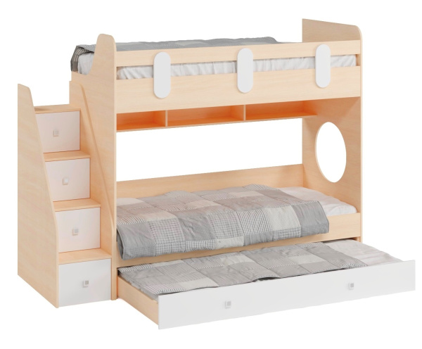 Кровать Фортуна-3 (дуб млечный+белый) 190х80 от Династия Kids